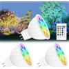 noobibaba Lampadine LED MR16 con cambio colore, 12 Multicolor 5W 12V, RGB+CCT Bianco caldo per luce diurna fredda, RGB MR16 con telecomando, 35 Watt equivalente, confezione da 3