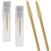 HINGTAI 2pcs Cuticola Bit Nail Drill Bits, rimuovi la pelle morta, cono piccolo, grana media, strumento professionale per manicure in carburo per trapani elettrici per unghie, accessori
