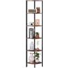 VEVOR Scaffale Angolare a 6 Ripiani, Supporto Angolare Alto con Luce LED, Mensole da Parete a Torre con Struttura in Metallo e Ripiani in Legno, Libreria Stretta per Camera da Letto, Soggiorno