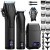 BESTBOMG Tagliacapelli Uomo Professionale Macchinetta per Capelli Senza Fili, Regolabarba Rasoiocapelli Trimmer Rasoio Elettrico Con Mantella da Barbiere e Pettine Limite