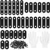 ZMDMAH 32 Pcs Staffe Angolari Piatte Supporti Angolo Retto Staffe in Acciaio Squadrette con viti per Mensola di Legno Tavolo Sedia connettori piatti piastra forata in metallo Nero 37x 16/47x 16/57x16/77x16mm