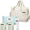 Suavinex, Borsa cambio bambino con cosmetici: Gel detergente delicato 300 ml + Latte idratante 300 ml + Crema per il cambio 75 ml + Salviette 60 unità. Regalo di nascita per bambina e bambino, beige