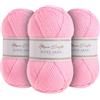 Utopia Crafts Super Aran - Filato per lavori a maglia e uncinetto, 3 pezzi, 100 g (rosa delicato)