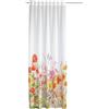 Gardinia Sehlbach Tenda pronta per l'uso con fettuccia, Stampa base con fiori, Bianco, 135 x 245 cm, Traslucida, Opaca, Sospensione flessibile, Nastro accorciante incluso, Motivo floreale