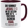 Jungle Mug Tazza Jesus in CC con scritta in lingua tedesca, divertente tazza magica per ufficio, collega o sorella, regalo impertinente per il 40° 50° 60° compleanno per donne