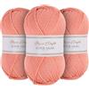 Utopia Crafts Super Aran - Filato per lavoro a maglia e uncinetto, 3 pezzi, 100 g (corallo tramonto)