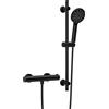 Görbach Colonna Doccia con Miscelatore Termostatico, Set Asta Doccia in Acciaio inox con Doccetta e Tubo, Saliscendi Doccia 70 cm, Nero