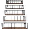 HORLIMER Set di 5 Mensole da Muro in Legno, Mensole a Barra Verticale in Ferro Battuto, Colore Nero, Salvaspazio per Camera da Letto, Cucina, Bagno, Soggiorno