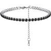 FindChic Bracciale Donna Tennis in acciaio inossidabile 316L con zirconia cubica bracciale catena tennis con pietra nera 18cm braccialetto tennis sottile regolabile Confezione Regalo