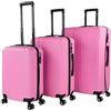 ITACA - Set valigie - Set Valigie Rigide Offerte. Valigia Grande Rigida, Valigia Media Rigida e Bagaglio a Mano. Set di Valigie con Lucchetto Combinazione TSA, Fucsia