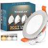 YindaLux Faretti Led da Incasso per Cartongesso, 5W 550LM IP44 Faretti LED Soffitto Dimmerabile, 3000K 4000K 6000K Regolabile Faretti da Incasso 230V Diametro Foro Ø65-75mm, Nichel, Set di 1