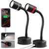 acegoo Lampada da lettura camper LED 12V dimmerabile 4000K e Luce notturna rossa, caricabatterie di tipo C 20W integrato, nero collo di cigno flessibile per barca cabina roulotte, 2PCS (corto)