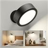 EZVALO Lampada da Parete per Interni a LED, Lampada da Parete con Batteria Ricaricabile, Lampada da Comodino per Bambini Soggiorno Camera da Letto, Legno di Noce