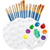 Dhisperares 4 Pezzi Tavolozza per Dipingere in Plastica con 20 Pennelli, Tavolozza di Pittura a 10 Pozzetti, Tavolozze Universale per Olio, Acquerelli, Fai da te, Scarabocchi, Principianti, Studenti e Pittori