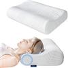 LAMB 2024 Nuovo 50x35cm Regolabile Cuscino Cervicale Memory Foam per Dormire Ortopedico Guanciale a Doppia Onda Traspirante Antirussamento Anallergico Federa Lavabile