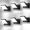GXXG 6 Pezzi Applique da Parete Esterno 40W Lampade da Esterno Angolo Regolabile Nero Appliques Esterno IP65 Impermeabile Bianco freddo 6000K,4000 LM