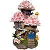 TIN DREAMS FACTORY | Casa dell'Albero dei Fiori Incantati - Con Luce Solare Ricaricabile - Figura Fantastica per Esterni, Giardino, Patio, Terrazza - Ornamento Magico con Illuminazione LED Automatica
