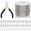 Swpeet Kit per la Creazione di Gioielli da 102 Pezzi, Catene da 3 mm di Colore Bianco K, Lunghezza 9,1 m, con Anelli di Connessione, Chiusure a Moschettone e Pinze per Gioielli, Catene per Collane a