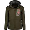 Geographical Norway Royaute, giacca softshell da uomo, impermeabile, con cappuccio, per attività all'aria aperta, giacca a vento tattica, nero/nero, XXL