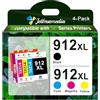 Jettruemedia 912XL Cartucce d'inchiostro Compatibile per HP 912 XL 912 per OfficeJet 8010 8012 8014 8015 8017 per OfficeJet Pro 8022 8020 8023 8024 8025 (Nero Ciano Giallo Magenta, 4-Pack)