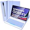 SOPPY Custodia con tastiera retroilluminata per Samsung Galaxy Tab S10+ Plus/S9+ Plus/S9 FE+/S8+/S7+/S7 FE da 12,4, 7 colori retroilluminati, layout UK, custodia per tastiera wireless e portapenne,