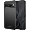 owlhold Cover per Google pixel 8 pro 5G, Custodia Spazzolata e Fibra di Carbonio Morbido Silicone TPU Slim Fit Case, Antiurto, Antigraffio, Antiscivolo, Protezione Grado Militare, Nero