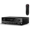 Donner Amplificatore Audio Stereo, Ricevitore a 2 Canali da 600 W di Picco con Bluetooth 5.3, Phono, Ottico, Coassiale, USB, FM, 2 Ingressi Microfono, AUX, RCA Ingresso, Karaoke, Altoparlanti, MAMP2