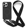 2NSPDRGNI Magnetica Cover con Collana Compatibile con iPhone 14 Pro Max,Case con Laccio per Il Collo Custodia con Cordino,Nero