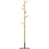 HOMCOM Albero Appendiabiti a 8 Ganci con Base Rotonda, Appendiabiti da Terra in Bambù, Legno e Metallo, Ø37.8x175.6 cm, Color Legno e Grigio