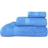 Vionara Home Set Asciugamani 3 Pezzi (Viso + Ospite + Telo) in Spugna 560gr, 100% Cotone, Asciugamani per Bagno, Palestra, Hotel e Spa, Morbidi e Assorbenti, Tris Bagno (Azzurro)