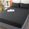 Homxi Coprimaterasso Matrimoniale con Angoli con 2 Federe(120 x 200 cm),Completo Matrimoniale Tinta Unita Lenzuola Copriletto Nero
