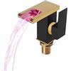 YISSALE LED cascata bagno rubinetto 3 colori vetro cascata beccuccio rubinetto lavabo lavabo lavabo per bagno (nero+oro)