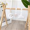 Caudblor Gioco trapezoidale in legno per bambini, puzzle gym con ciondolo per neonati, giocattolo attivo, decorazione per la cameretta dei bambini