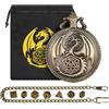 DND DADO Mini Set di Dadi DND con Custodia per Orologio da Tasca Steampunk Dragon, 7 Dadi Poliedrici in Metallo, Regali D&D Con Sacchetto Regalo Logo Drago, RPG, MTG, Accessori per Giochi di Ruolo, Bronzo