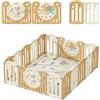 Zkiprm Zkipm Recinto Per Bambini, Tappetino da gattonare, Box Neonato Pieghevole, Cancello Di Sicurezza, Forma Regolabile, Facile da Piegare, Antiscivolo (12/14/16 Pannelli)+Colores blanco/madera/verde