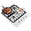 FROPIJ Piano cottura a gas a 4 fuochi, fornello a gas in acciaio inox, piastra a gas, accensione a impulsi, protezione dalla fiamma, risparmio energetico, per cucina/casa