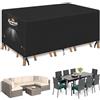 kompinac Copertura per Mobili da Giardino Impermeabile Tessuto Oxford 900D 213x132x74CM Copertura Tavolo Esterno Antivento Anti-UV Allo Strappo Telo Copri Tavolo con Sfiato Nero