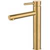 VALAZ Rubinetto Bagno Lavabo Alto Dorato Spazzolato Protezione PVD | Miscelatore Lavabo Bagno Acqua Fredda e Calda, Risparmio Acqua | Installazione Facile | Ottone, Inossidabile, Serie Palancia