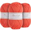 Utopia Crafts Super Aran - Filato per lavori a maglia e uncinetto, 3 pezzi, 100 g (pesca vivace)