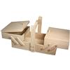 Rayher Scatola Portaoggetti da Cucito A Sbalzo In Legno 34.5 x 20 x 21.5 cm, Due Piani, Tre Scomparti, per Utensili da Cucito, Legno di Pino, 48216000