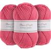 Utopia Crafts Super Aran - Filato per lavori a maglia e uncinetto, 3 pezzi, 100 g (fiore chiaro)