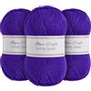 Utopia Crafts Super Aran - Filato per lavori a maglia e uncinetto, 3 pezzi, 100 g (viola gioiello)