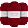 Utopia Crafts Super Aran - Filato per lavoro a maglia e uncinetto, 3 pezzi, 100 g, colore: prugna
