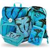 Baagl Set di 5 zaini per la scuola Ergo per ragazzi a partire dalla 1a classe, zaino ergonomico per la scuola elementare con cintura toracica, farfalla, S