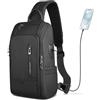 HEROIC KNIGHT Borsa a Tracolla da Uomo con Porta di Ricarica USB Antifurto e Impermeabile Marsupio Zaino a Tracolla con Tasche Multiple per Viaggi Lavoro e Uso Quotidiano - Nero