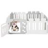 SOARS Recinto per Cani A60 cm, 7 PCS + 1 Pannello con Porta, Recinzione per Cuccioli e Animali Domestici in HDPE, Cancello Box per Cani da Interno ed Esterno, 155 x 155 cm (Grigio + Bianco)