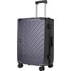 JLY Valigia Rigida 100% Policarbonato Senza Cerniera, Trolley da Viaggio con Doppio Lucchetto TSA, 4 Ruote Girevoli e Manico in Lega di Alluminio, Bagaglio da Stiva (Grigio Antracite, M (67cm 66L))