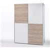 AVANTI TRENDSTORE Dongo - Armadio a 2 ante scorrevoli in laminato di colore bianco/quercia Sonoma. LAP ca. 170x195x57,5 cm
