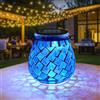 TOTHDATE 1PCS Lampada Solare a Mosaico Ovale per Esterno, Interruttore On/Off, Vetro a Mosaico Sospeso, Lampada Solare da Tavolo IP65 Impermeabile per Prato, Percorso, Cortile, Deck, Pavimento