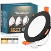 YindaLux Faretti Led da Incasso per Cartongesso, 5W 550LM IP44 Faretti LED Soffitto Dimmerabile, 3000K 4000K 6000K Regolabile Faretti da Incasso 230V Diametro Foro Ø65-75mm, Nero, Set di 1